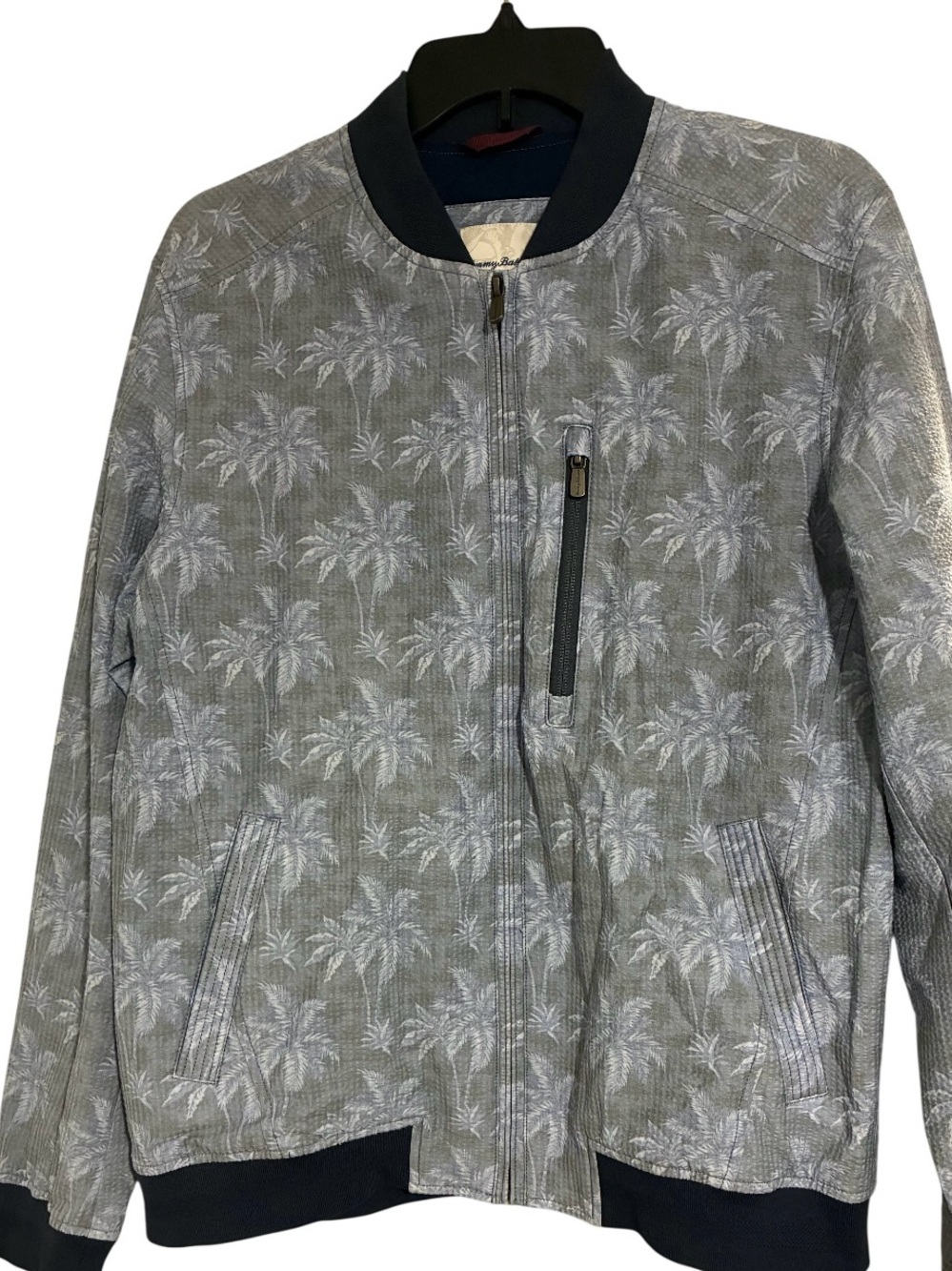 Tommy Bahama Gray Palm-Print Bomber Jacket